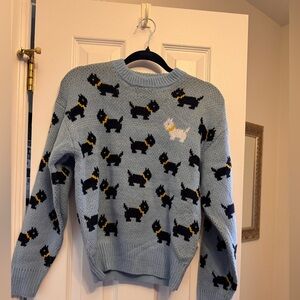 NWT Stranger Things Season 5 Erica Scottie Dog Sweater XS Blue No Boundaries